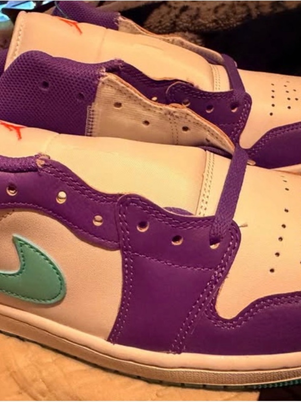 Jordan Low-Top Sneakers in White, Purple & Teal - Picture 2 of 5